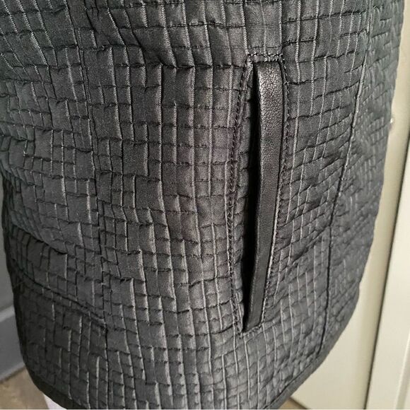 All Saints Black Wool Blend Quilted Moto Jacket with Leather Trim Size 8 - Picture 5 of 11